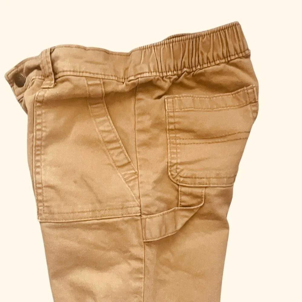 Old Navy casual straight canvas utility pants tan/ khaki boys 5 T pockets button